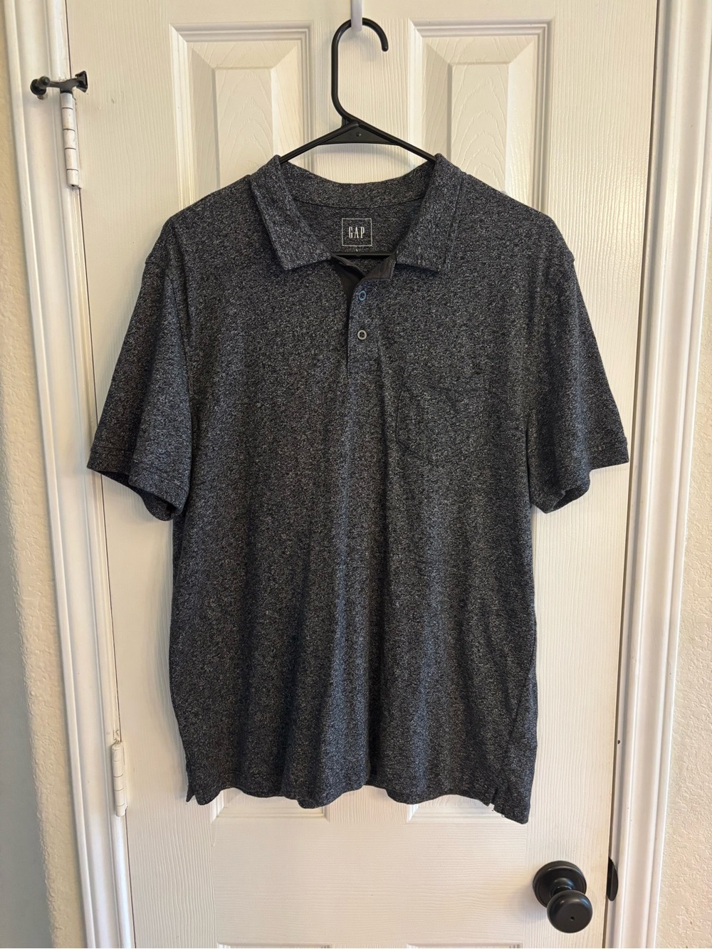 GAP Polo Shirt Men’s Large Gray Heather Short Sleeve Casual Golf Preppy
